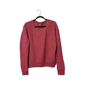 Free People Alpaca Wool Blend Sweater Size XS Pink Oversized Made In Peru